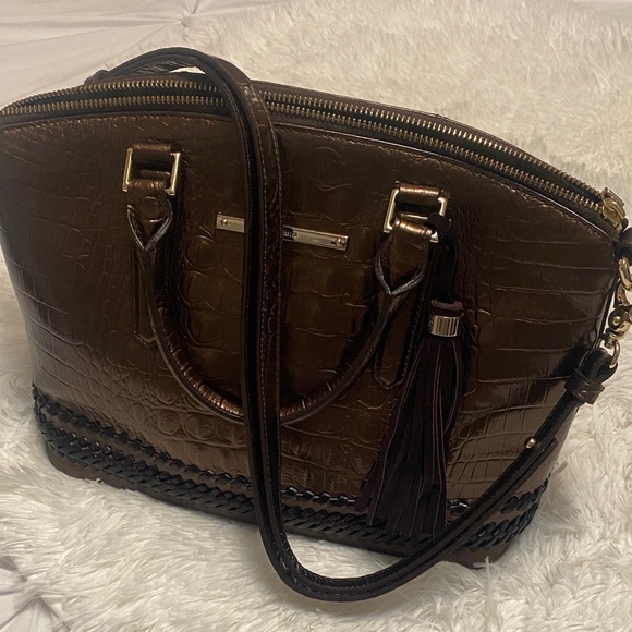 Brahmin Metallic Brown Duxbury Crocodile Satchel - Picture 2 of 11
